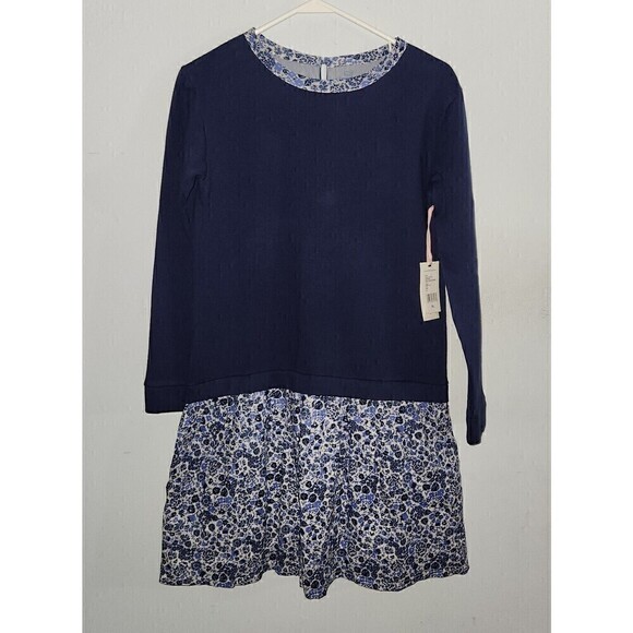 Vineyard Vines Girls Navy Pullover Sweater Dress Size XL 16 Floral NWT $70 - Picture 1 of 6